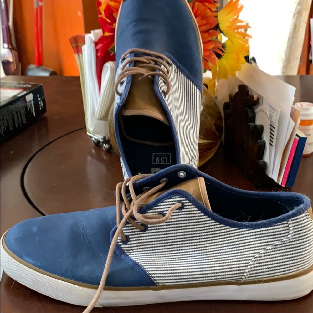 Men’s Blue and Brown Canvas Shoes